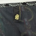 Japanese Brand Silk Blend Chain Print Dress Belted Green Black Short Sleeve XL Photo 7