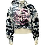 AC/DC  Black White Tie Dye Cropped Hoodie Sweatshirt Graphic Logo Print Size Medi Photo 0