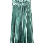 Lulus  Exceptional Drama Sage Green Satin Lace-Up Pleated Maxi Dress Photo 0