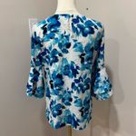 Karl Lagerfeld Karl‎ Lagerfeld Paris Blue Floral Top Bell Sleeve Photo 1