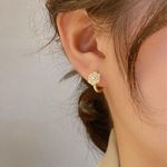 18K Gold Plated Crystal Snowflake Gold Hoop Earrings for Women Photo 4