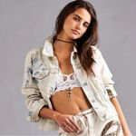 Free People Retro Acid Wash Bohemian Denim Jean Jacket Tie Dye Size Large NWT Photo 14