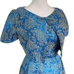 Vintage Blue Silk Brocade Pegged Dress and Shrug Handmade Size XS Photo 3