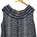 Modcloth Top Shirt Plus Sz 1X Blue White Stripe Shoulder Buttons Sleeveless EUC Photo 1