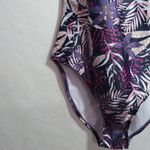 Nicole Miller  Women's Swimsuit RacerBack Fully Lined Purple Floral Size M Photo 2
