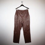 Torn By Ronny Kobo NEW Ronny Kobo Katie Faux Vegan Leather Mid Rise Tapered Leg Deep Mahogany Pants Photo 0