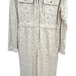 Free People Set The Tone Jumpsuit Eyelet Coveralls Ivory Cream Size US 12 Photo 6