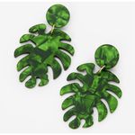 Green Palm Leaf Monsters 2” Drop Earrings Photo 0