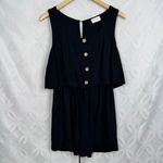 Allie Rose  Black Linen Blend Overlay‎ Sleeveless Romper Size M Photo 1