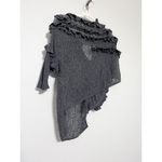MOTH Anthropologie Womens Knit Shrug Open Front Ruffle Trim Button Accent Gray Photo 8