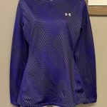Under Armour  Women’s Purple/Gray HeatGear Long Sleeve Striped Pullover-large Photo 0