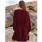 Stunning Boho Chic Rich Wine Red Velvet Ribbed V Photo 2