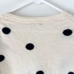 Boden 100% Cashmere V Neck Sweater Cream Navy Blue Polka Dot Preppy Feminine White Photo 7
