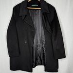 Ralph Lauren Lauren Wool Blend Twill Pea Coat Womens 16 Black Preppy Classic Photo 1