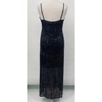 Vintage Y2k Maxi Overlay Glitter Floral Dress Split Front Gown Black Silver Size M Photo 7
