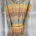 Romantic Midi Dress Sz 12 Tasseled Belt High Low Fairy Whimsy‎ Ruffle Hem Pastel Photo 3