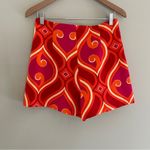 ZARA  Hot Pink Fuschia Orange Geometric Printed High Waisted Pleated Skort Size M Photo 4