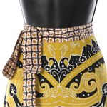 NWT Etro Silk Yellow & Black Pattern Knee Length Skirt w/ Tie Detail Size 6 Photo 3