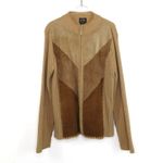 90s Vintage Suede Leather Jacket Tan & Brown Neutral Zipper Casual Jacket Medium Photo 1