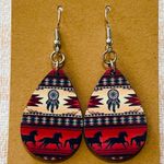 Handmade Southwestern, Horse, Dream Catcher, Teardrop Dangle Pierced Earrings Photo 0