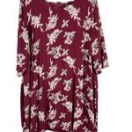 Ellos Plus‎ Size 22 Dress Shift Maroon Floral Shift Mini Lined Back Zip 1514 Red Photo 0