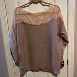 SheIn Pink Off-the-Shoulder Sweater with Lace Trim Photo 1