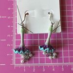 ALDO Earrings purple blue Morning Glory pearls Stamens tassel drops Photo 3
