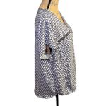 Maurice's Stylish Blue, Red and White Wrap Blouse with zipper pocket accents. Photo 2