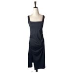 Halara Dress Women XL Black Softlyzero Airy Square Neck Corset Ruched Midi NWT Photo 1