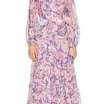 ASTR Purple and Pink Floral The Label Jannika Midi Wrap Sun Dress Photo 0
