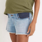 Madewell Relaxed Fit Denim Jean Shorts Maternity Women's Size 26 Side Panel Blue Photo 0