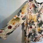 H&M  Popover Tunic Dress Tropical Floral Birds Photo 6