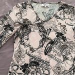 Armand Thiery Affinites French pink novelty newspaper boho blouse, size 2 art Photo 12