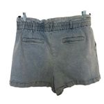 Skies Are Blue Denim Paperbag Waist Shorts Light Wash Soft Stretch Casual Summer Photo 1