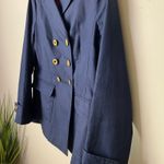 Banana Republic  Navy‎ Cotton Canvas Pea Coat Jacket Size Small Gold Buttons Photo 5