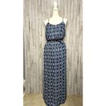 Lila Rose Lily Rose Women's Medium Blue Polynesian Belted Maxi Dress Sleeveless Photo 1