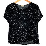 Nation Ltd  Black & White Polka Dot Satin Short Sleeve T-Shirt Size Large Top Photo 0