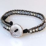 Beaded Bracelet With Silver Button Clasp Photo 0