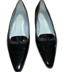 Etienne Aigner  black patten leather flats with pointy toes and tiny bow on top Photo 1