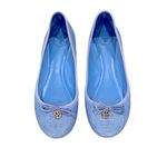 Tory Burch CHELSEA LIGHT OCEAN BLUE BALLET TOE BOW CHARM ROUND TOE FLATS 7 Photo 1