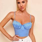 SheIn satin crop cami top Blue Photo 0