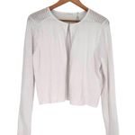 T Tahari  White Eden Sweater Cardigan size Large Long Sleeve Mesh Knit Photo 0