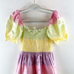 Olivia Rubin Emilie Striped Pastel Puff Sleeve Mini Dress Yellow Pink 2 Photo 3
