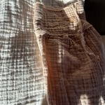 Aerie Textured Button-Up in Cream and Brown oversize Photo 4