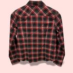 Talbots Cute plaid ruffle jeweled button blouse stretch black red holiday Photo 2