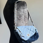 Chico's  Navy Quilted Shoulder Bag with Silver Chain Photo 0