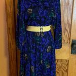 Vtg 80s cowl neck bright floral midi dress Purple Size M Photo 5