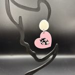 Pink Heart Strawberry Earrings with Floral Design Photo 2