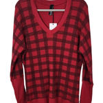 Bobi  Red and Black Plaid Top NWT Size Small Red Plaid Knit Revolve Top Photo 0