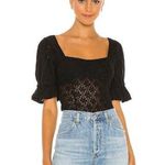 Free People Spring Fling Black Lace Short Sleeve Blouse XS Photo 0